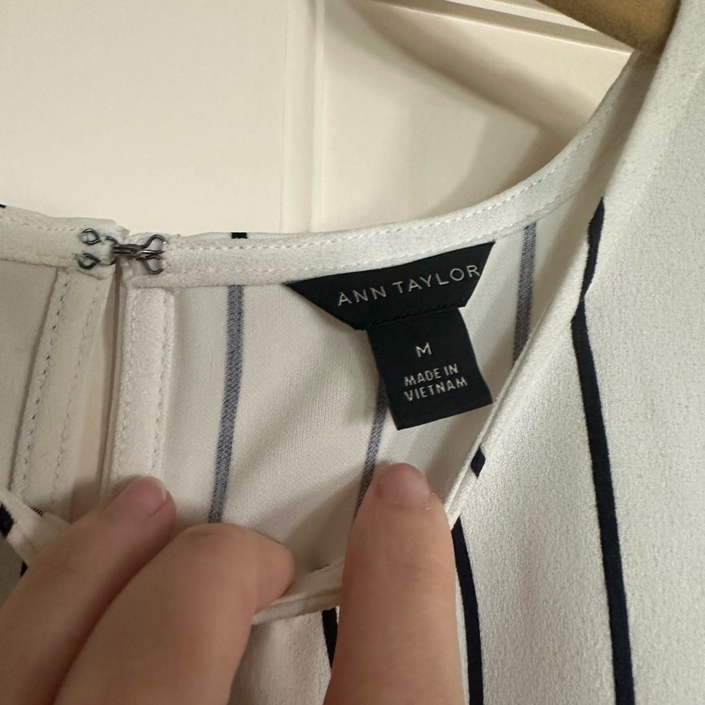 Navy and White Striped Blouse - Ann Taylor